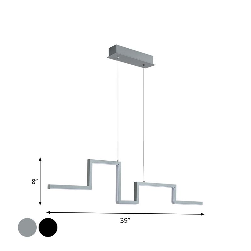 31,5 "/39" W Linear Kitchen Island Lighting Metal Minimalistic LED sospeso a LED in Black/Grey, Luce calda/Bianca