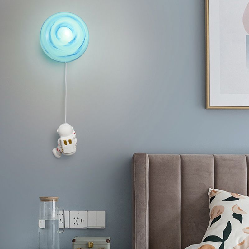 Ball Shade 1 - Light Wall Light Kids Style Iron and Glass Wall Fixture with Resin Accents