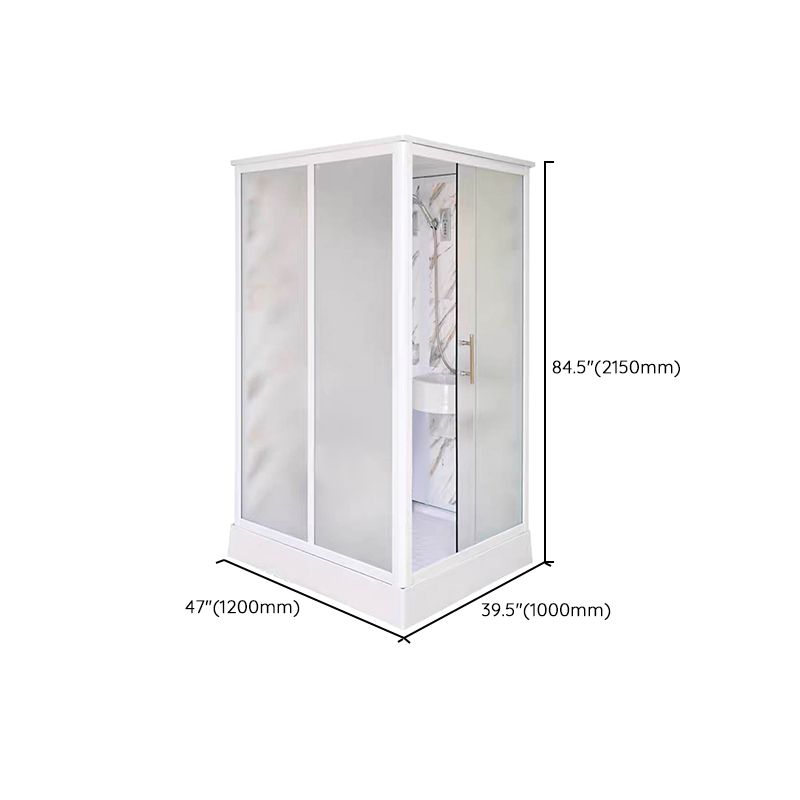 Framed Single Sliding Shower Kit Rectangle Frosted Shower Stall