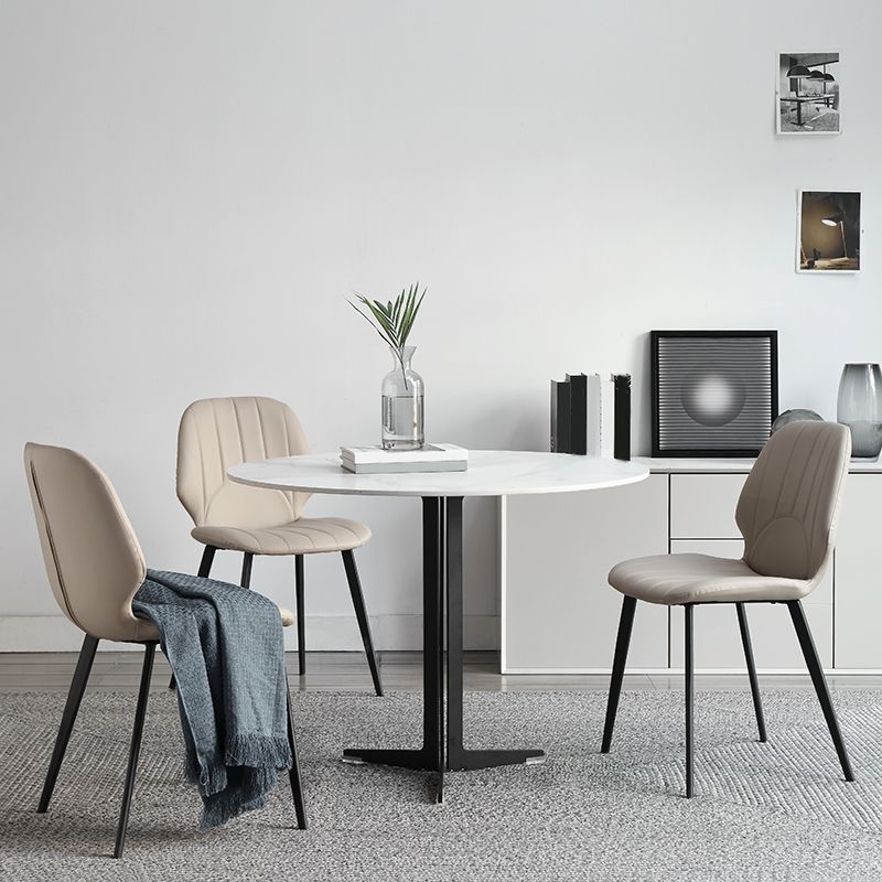 White Stone Dining Set for Home 1/4/5 Pieces Modern Round Table Set