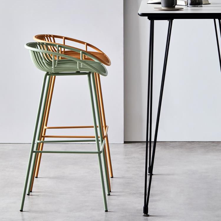 Industrial Metal Stool Metal Low Back Counter Stool in Matte Finish for Kitchen