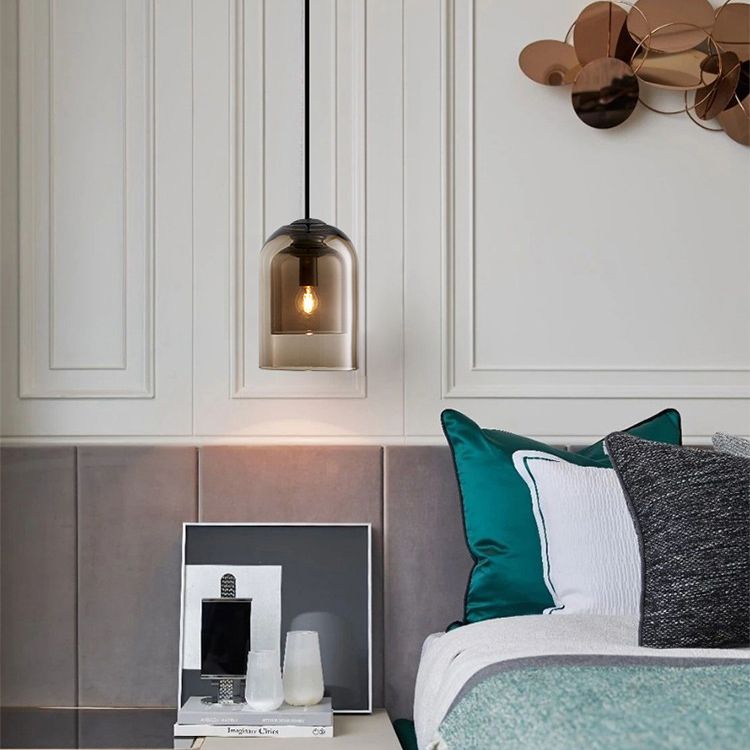 Double Glass Bell Pendant Light in Modern Luxury Style Iron Single Hanging Lamp for Interior Spaces