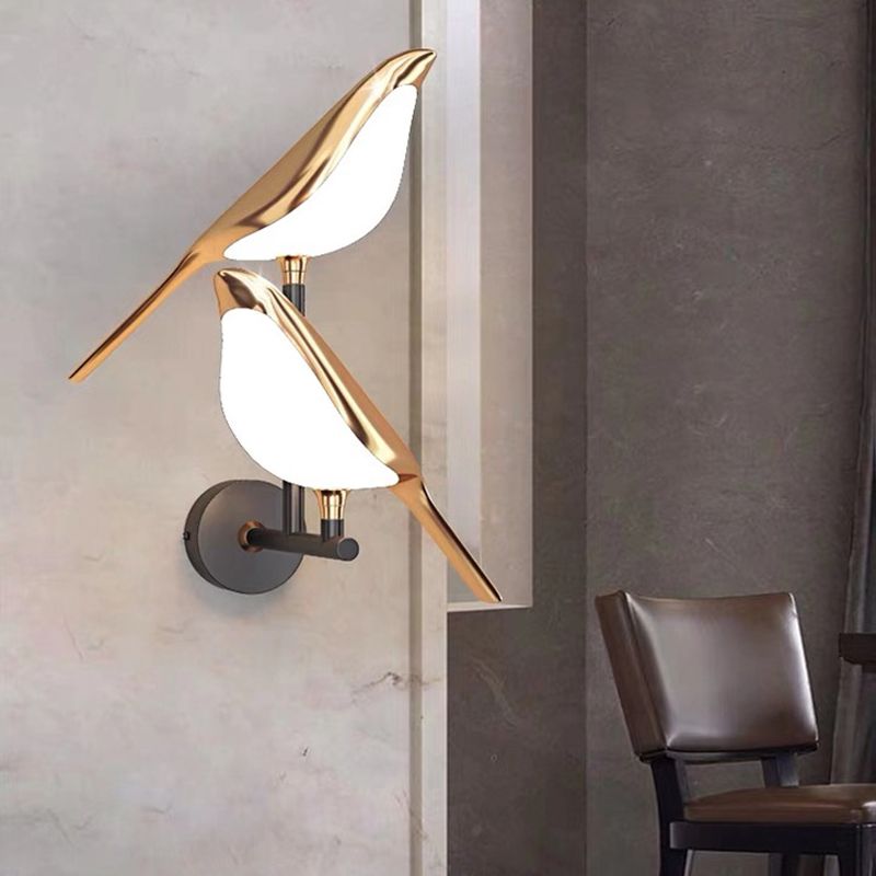 Nordischer Stil Metall Wandleuchte Vogelform Wandleuchte in Gold für Wohnzimmer