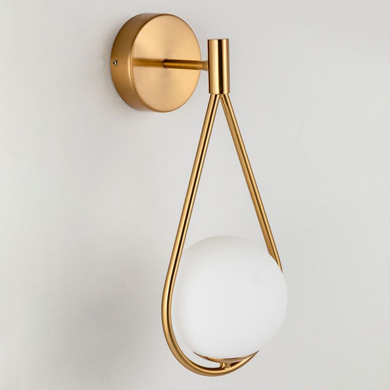Globe Glass Wall Sconce in Modern Simplicity Wrought Iron Wall Lamp for Interior Spaces