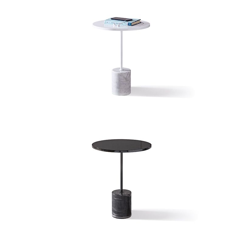 Black Pedestal End Slide Table Round Corner Table for Living Room