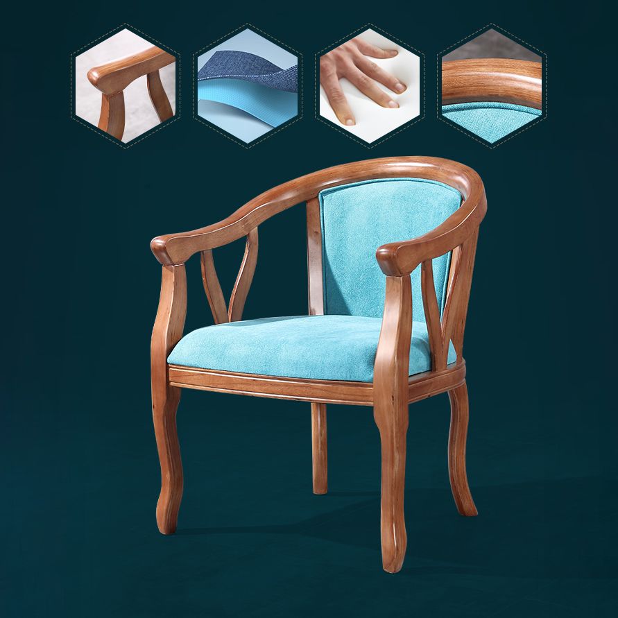 Silla de comedor tradicional de madera maciza, sillón de comedor de lino para uso doméstico