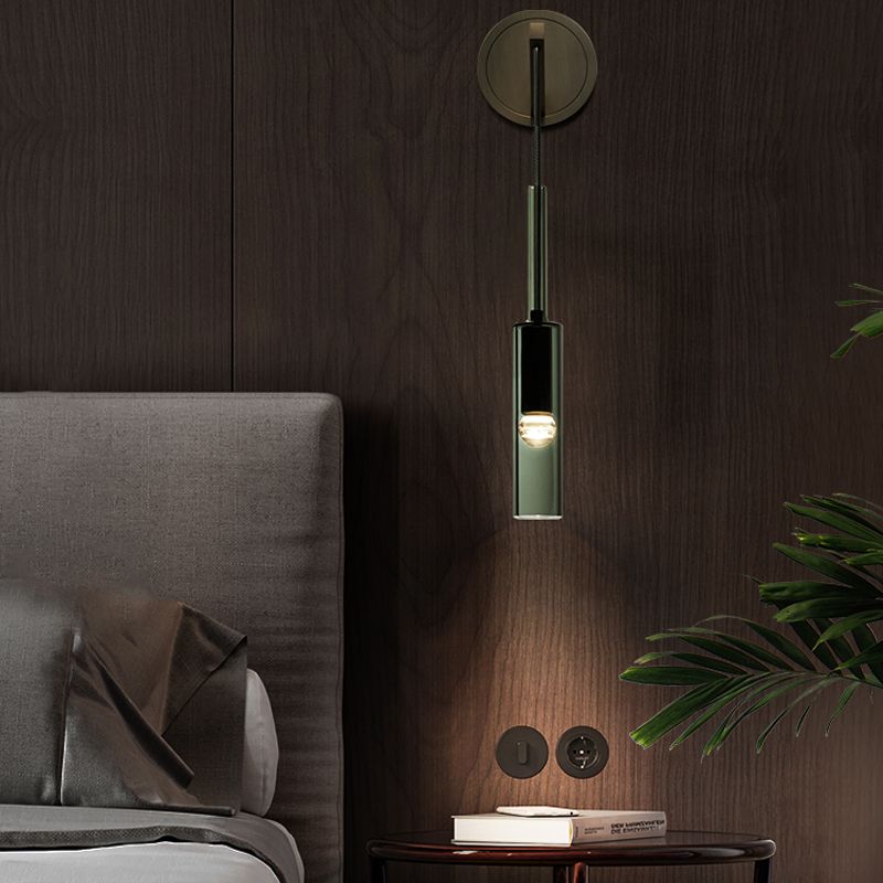 Halbzylinderform Wandleuchte moderne 1-Licht-Kristallwandmontage Leuchte in Schwarz