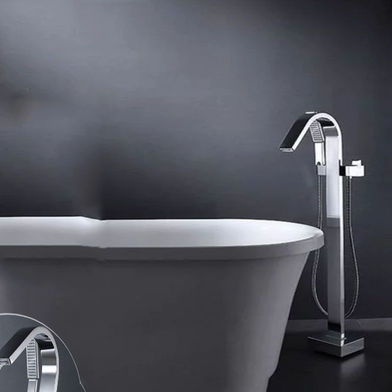 Modern Freestanding Bathtub Faucet Copper Floor Mounted Lever Handle Tub Faucet Trim