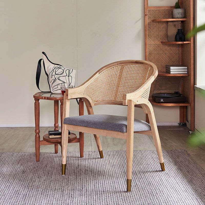 Modern Simple Arm Chair Wooden Frame Dining Arm Chair for Home Use