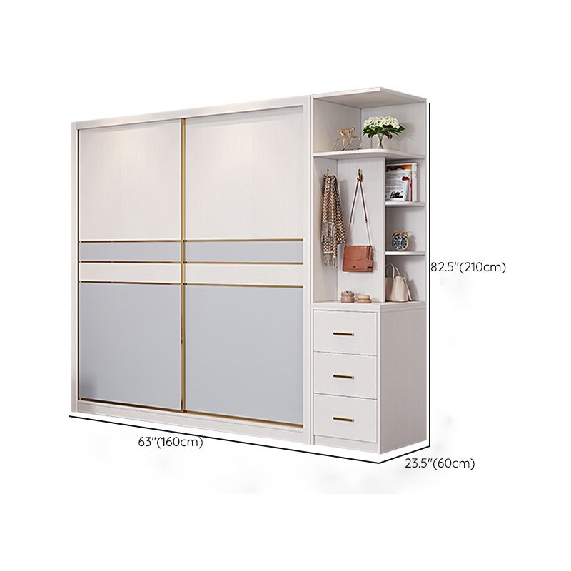 Bedroom Sliding Doors Armoire Coastal Wooden Storage Cabinet