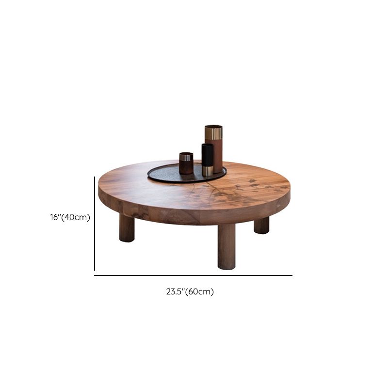 Brone Solid Wood Coffee Table Round Coffee Table for Living Room