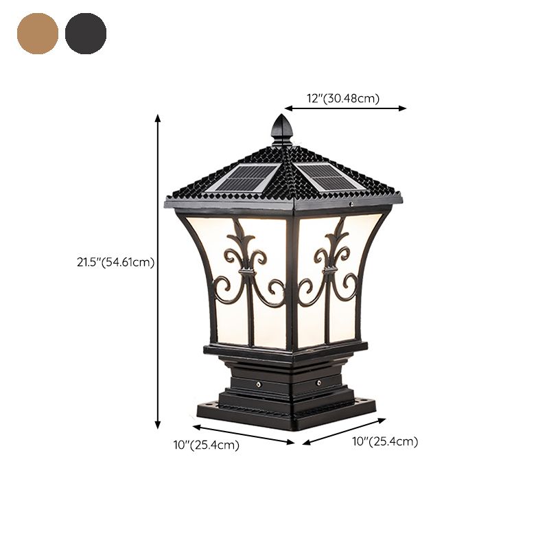 Drum Shape Metal Solar Waterproof Pillar Lamp Modern Outdoor Lights