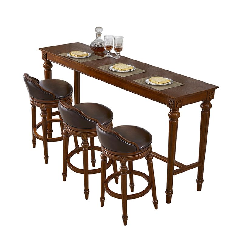 Contemporary Brown Pub Dining Set 1/3/4 Pieces Solid Wood Rectangle Pub Table Set