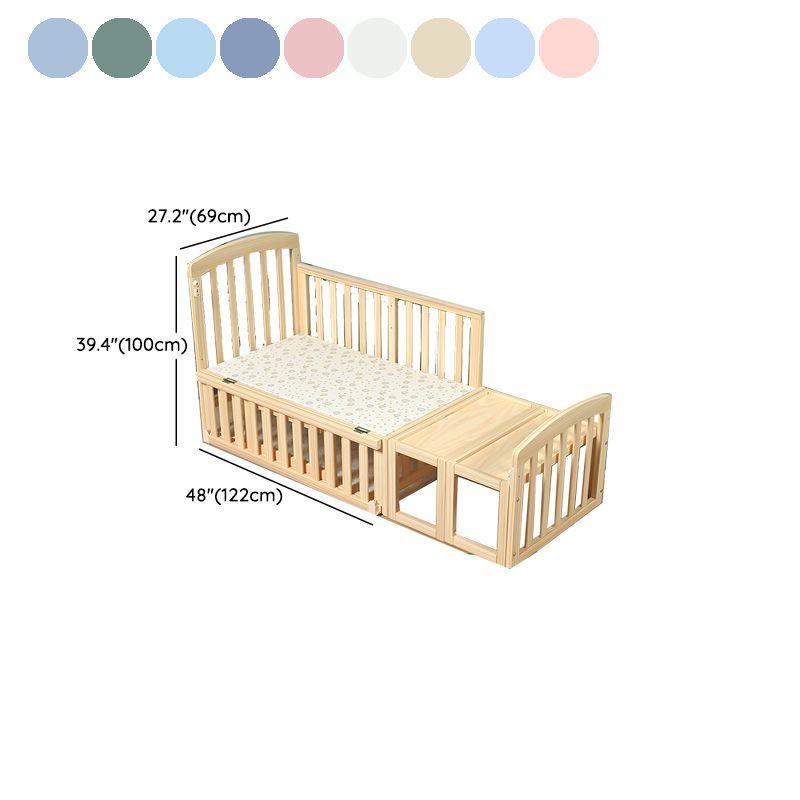 Wooden Solid Color Baby Crib Traditional Animal Print Nursery Bed