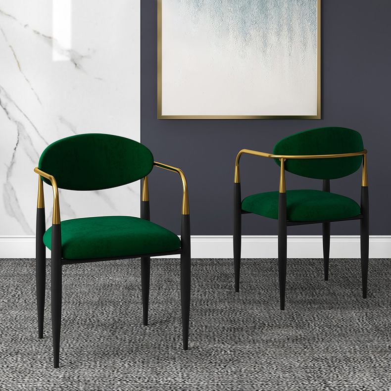 Contemporary Open Back Dining Armchair Metal Frame Upholstered Chair