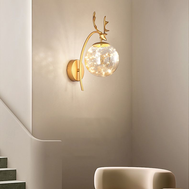 Modern Style Spherical Shape Wall Sconce Metal 1 Light Sconce Lighting for Bedroom