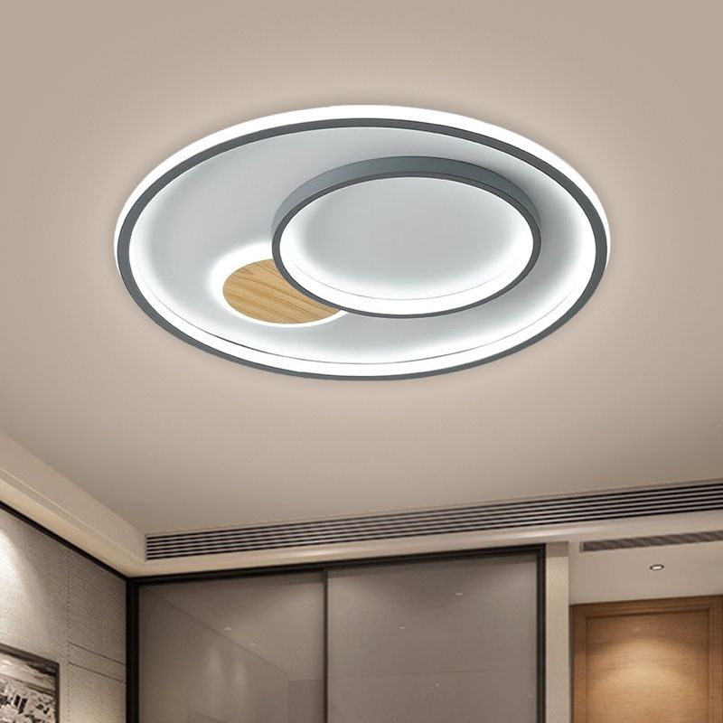 16.5"/20.5" W Acrylic Round Ceiling Lamp Modernist LED Flush Mount Lighting Fixture in Grey, Warm/White Light
