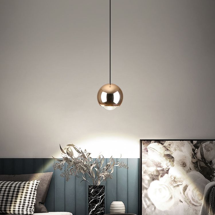 Modern Style Spherical Shape Hanging Light Metal 1 Light Pendant Lamp for Bedroom