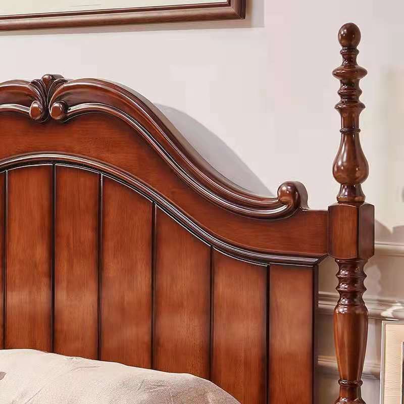 French Country Espresso Four Poster Bed Walnut Poster Bed with Headboard