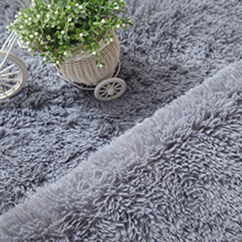 Alfombra de dormitorio redondea área de pelusa sólida poliéster alfombra de interior resistente a manchas casuales