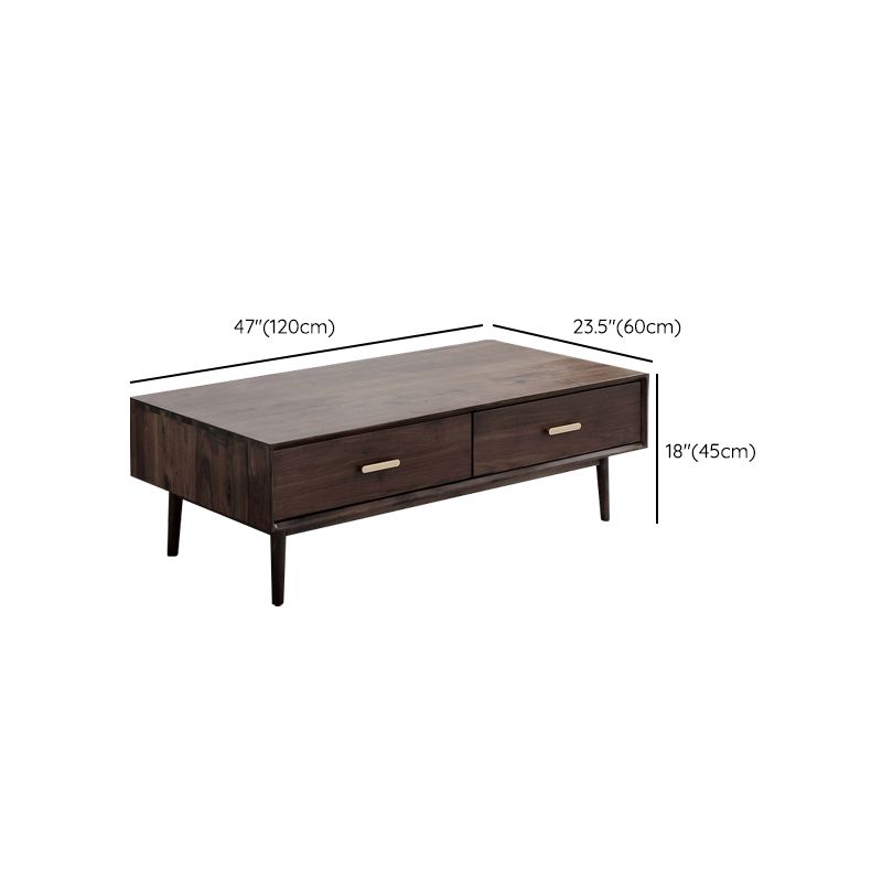 Mid-Century Modern Solid Wood 4 Legs Coffee Table with Drawer