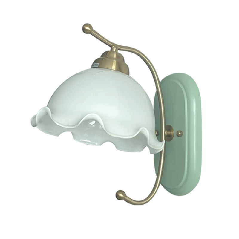 Nordic Style Wall Light Dome Shape Wall Lamp with Wooden Base for Bedroom