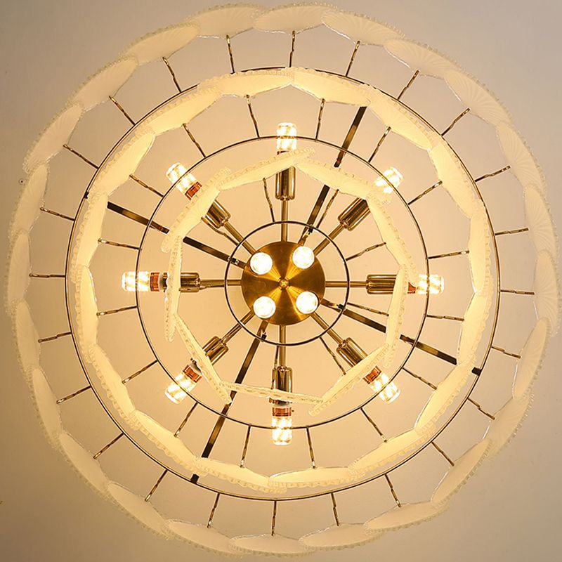 Modern Metal Ceiling Light Shell Shape Island Light with Glass Shade for Living Room