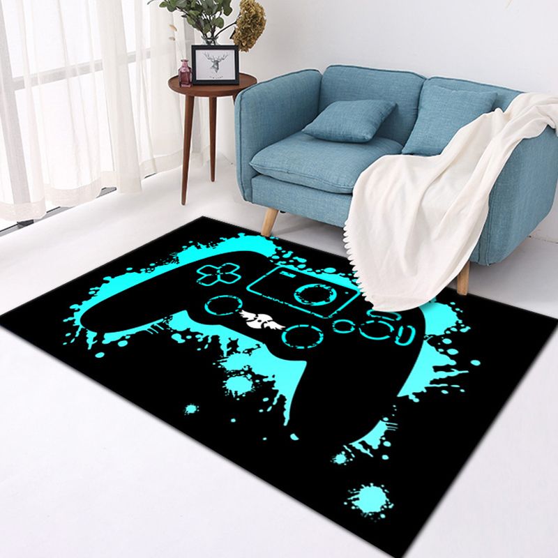 Trendy Game Controller Print Rug Polyester Carpet Non-Slip Backing Area Rug for Living Room