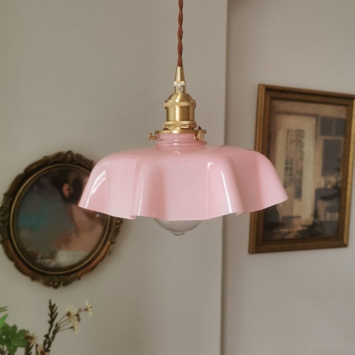 1-Light Pot Cover Hanging Pendant Industrial Style Glass Hanging Lighting for Living Room