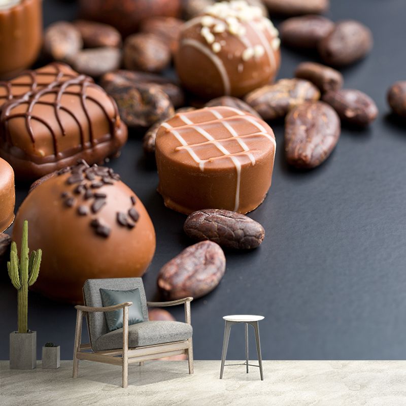 Dark Color Tasty Chocolate Mural Decal Contemporary Non-Woven Material Wall Covering