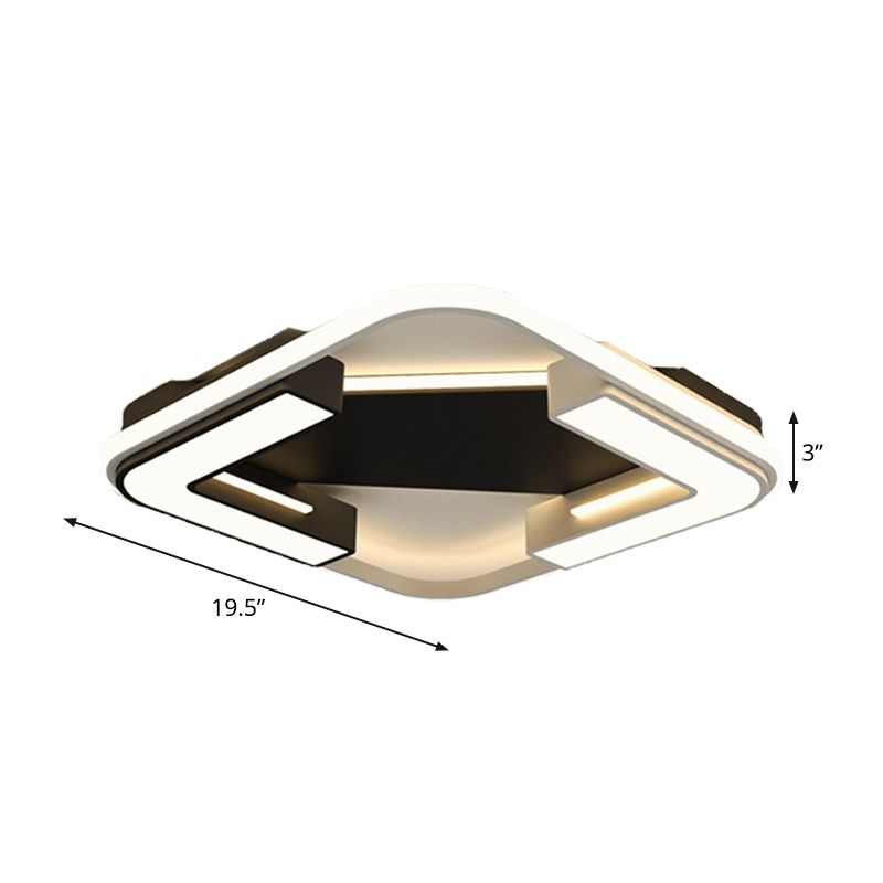 Black Round/Square Flush Mount Lamp Modernism LED Acryl Nah an Deckenleuchte in Warm/Weißes Licht
