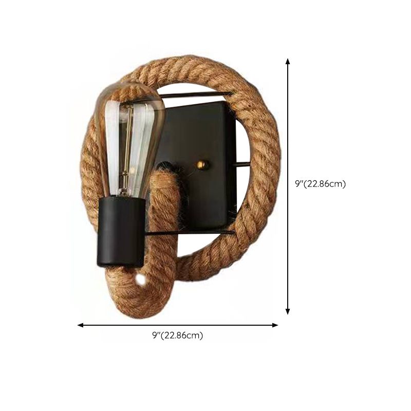 Geometric Wall Light Fixture Modern Rope 1 Light Wall Sconce in Black