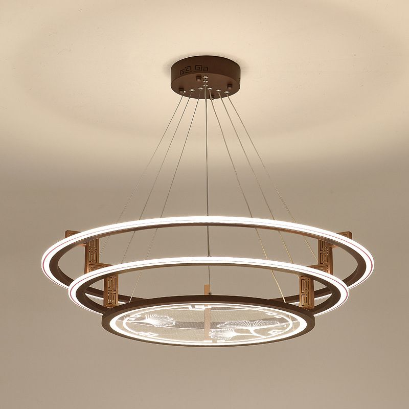 Brown Aluminum Hanging Pendant Lights Contemporary Hanging Lamps for Tea House