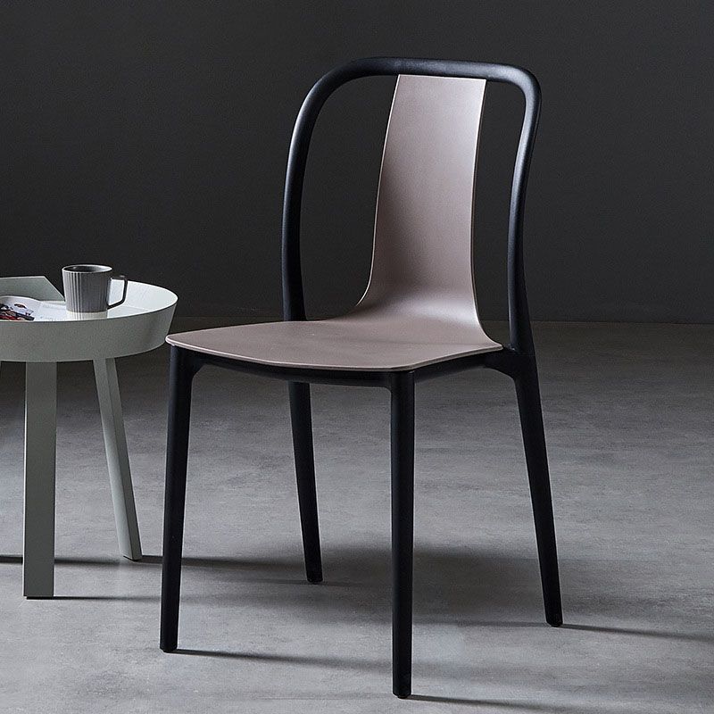 Contemporary Chairs Dining Slat Back Armless Chairs with Plastic Legs