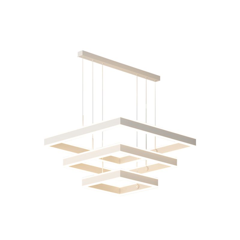 Quadratischer Schatten Kronleuchter Lichter moderne Metall 6-Licht Kronleuchter Beleuchtung in Weiß