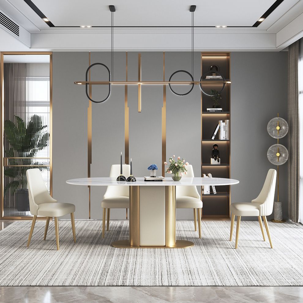Silla sin brazos de comedor de cuero sintético Glam, silla de comedor de metal para uso doméstico