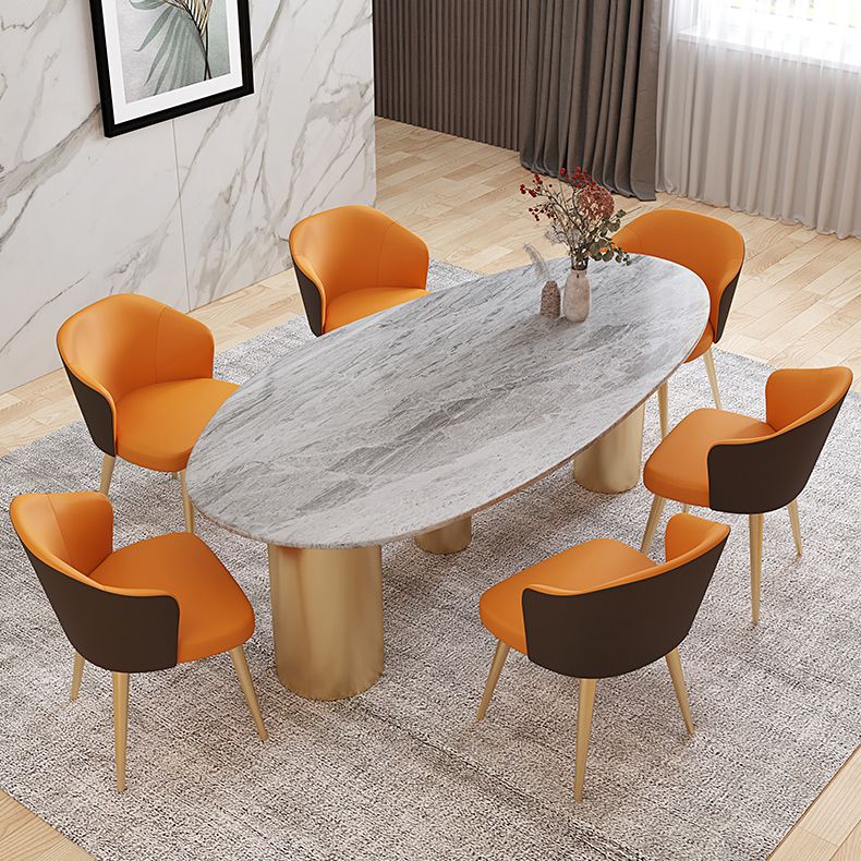 Sintered Stone Dining Table Traditional Luxury Table with Gold Frame
