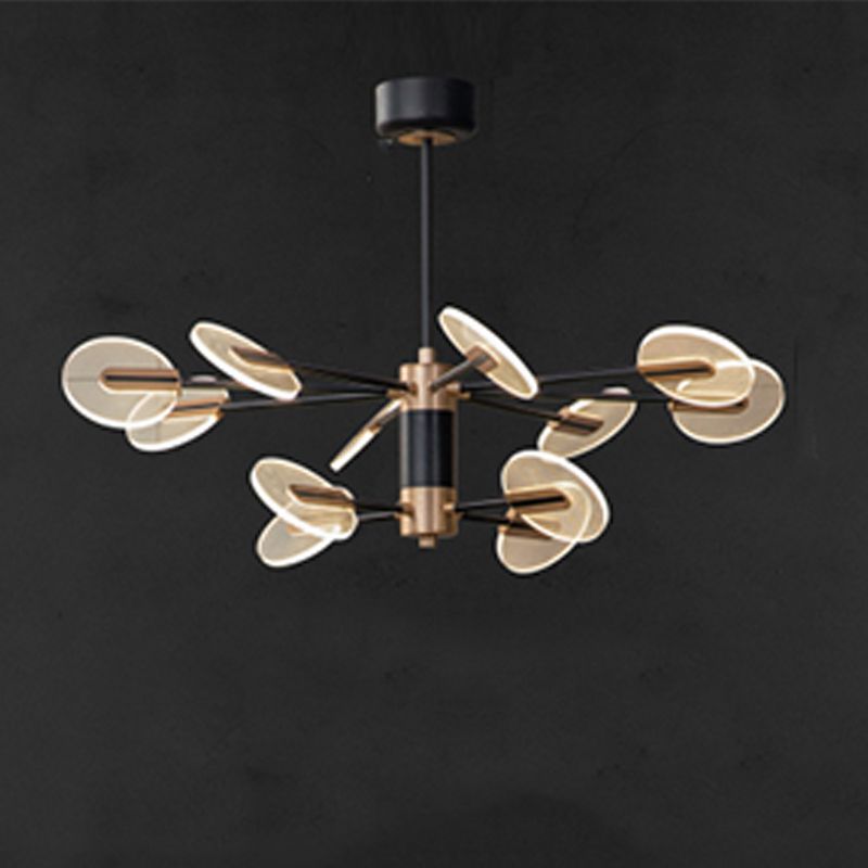 Black Acrylic Pendant Light Sputnik Modern LED Hanging Light for Living Room