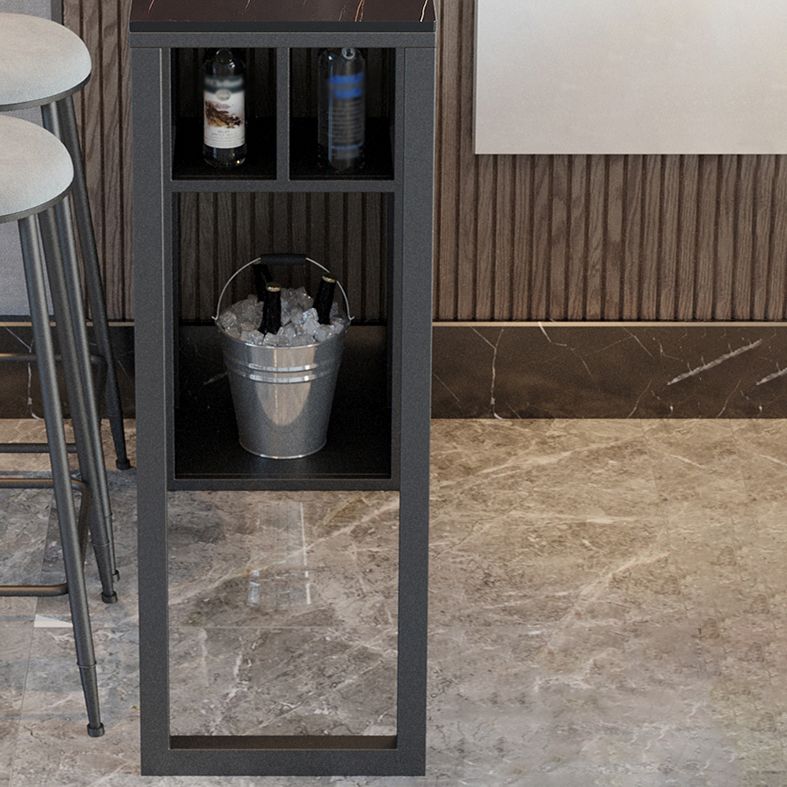 Modern Rectangle Bar Dining Table Stone and Metal Bar Table with Storage Base