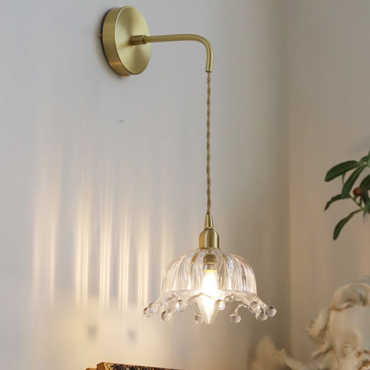 Industrial Style Geometric Wall Lamp Light Glass 1 Light Wall Mounted Lighting in Gold