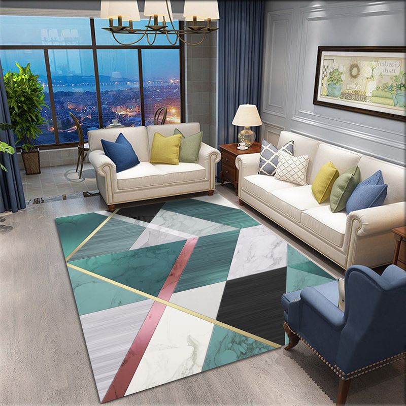 Grey Contemporary Carpet Polyester Geometric Pattern Carpet Washable Carpet for Home Decor