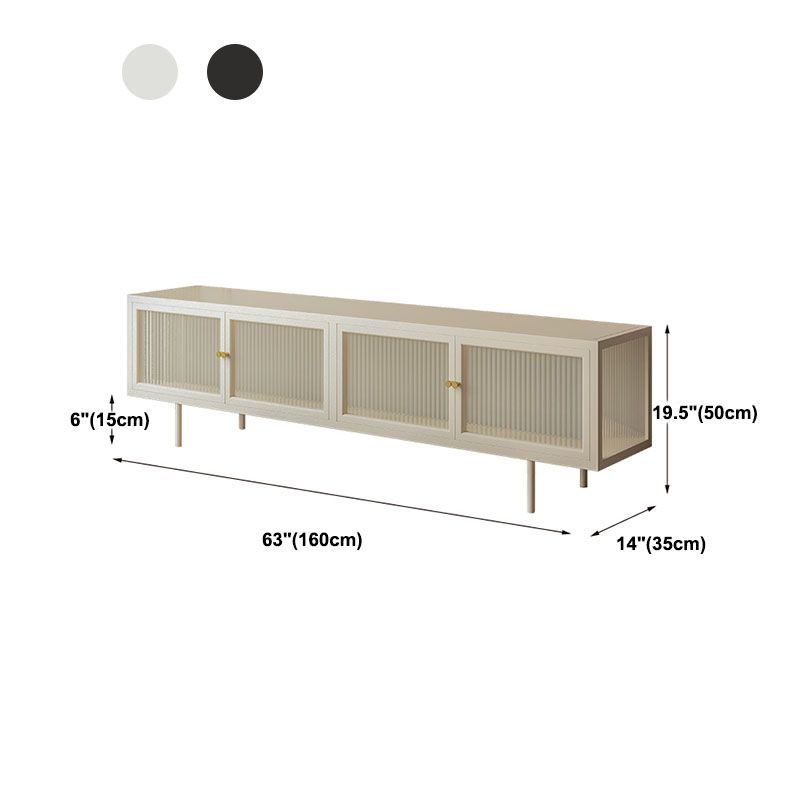 19.7" H Industrial 4-Door TV Stand Iron & Glass TV Stand Console