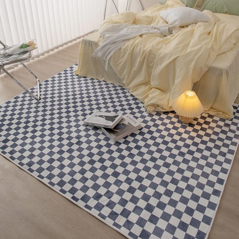 Beige Modern Area Rug Geometric Pattern Polyester Area Carpet Non-Slip Backing Rug for Bedroom