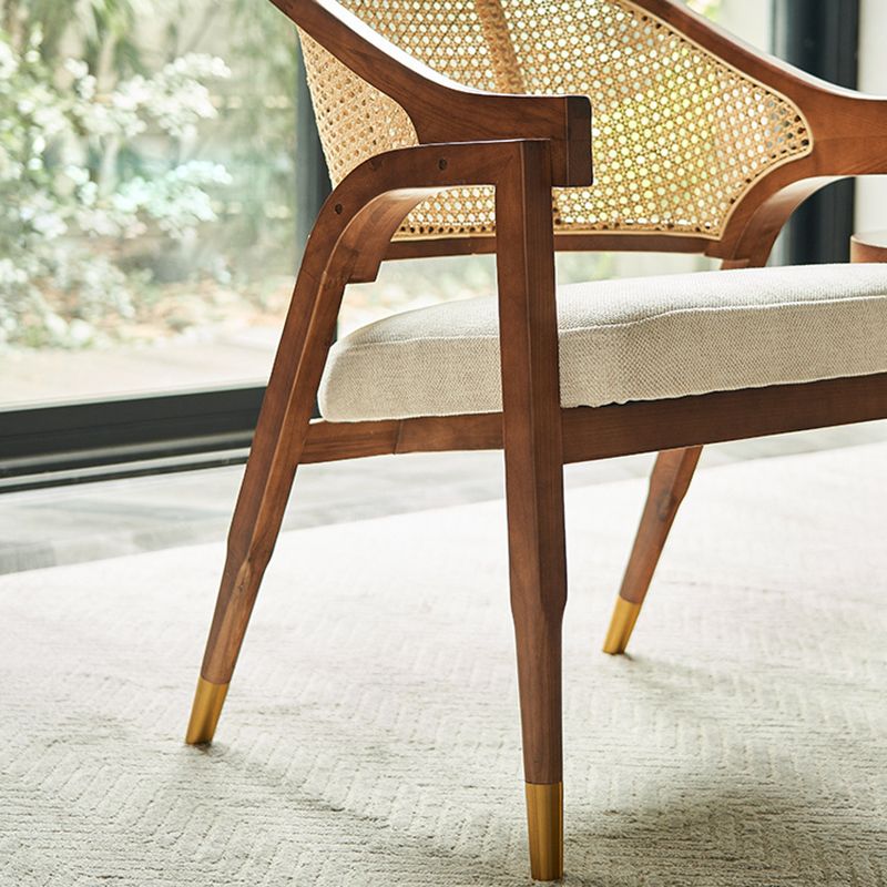 Linen Chair Solid Wood Frame Arms Included Chair with Basic Four Leg