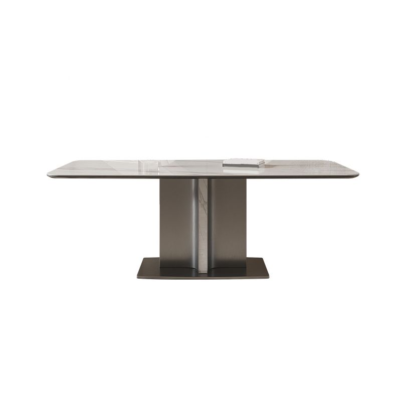Modern Rectangle Dining Table Sintered Stone Table with Metal Legs for Home