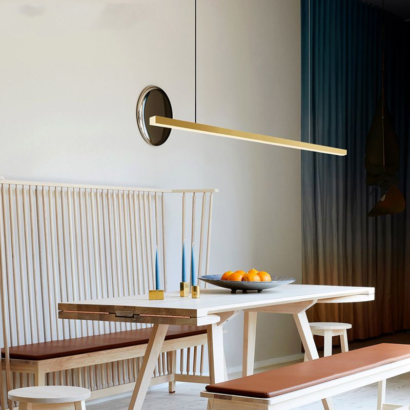 Luz de colgante de cocina contemporánea lineal lámpara de lámpara de metal 1 luz