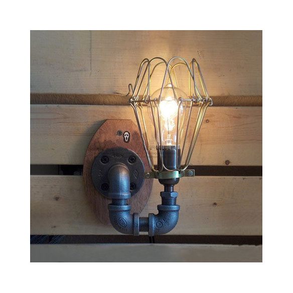 Éclairage mural en fil métallique élégant rustique avec conception de tuyaux 1 lumière en fer forgé lumière lumière en finition noire