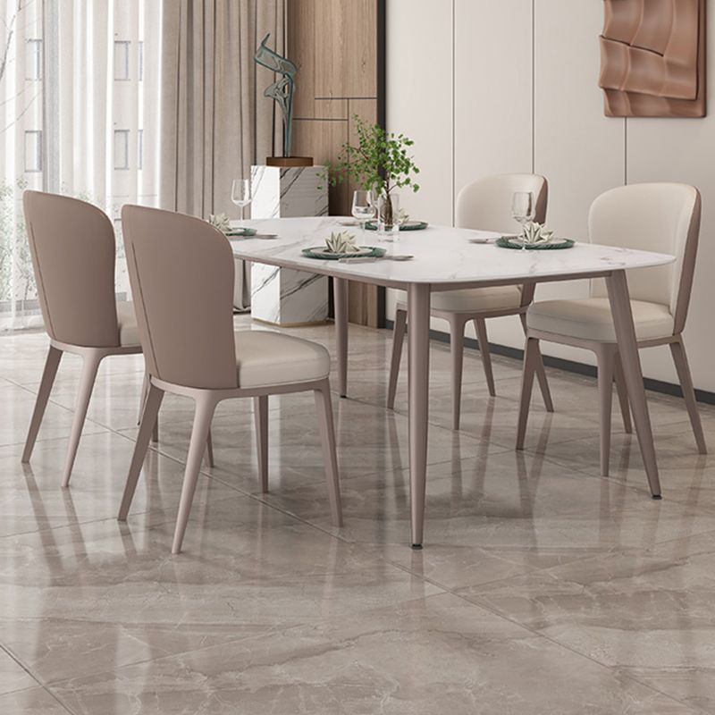 Traditional Luxury Rectangle Dining Table Stone Dining Room Furniture