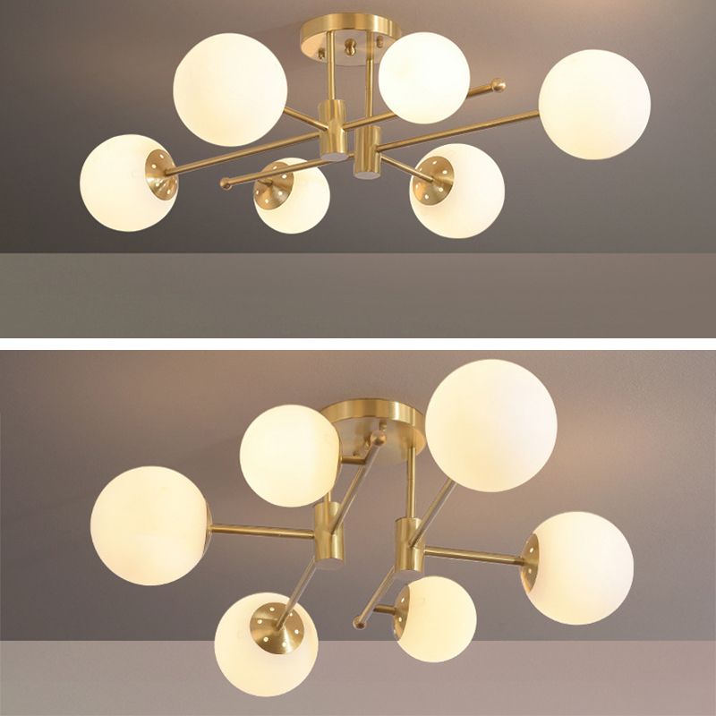 Glass Sputnik Shape Flush Ceiling Light Modern Multi Lights Flush Light Fixtures in Gold