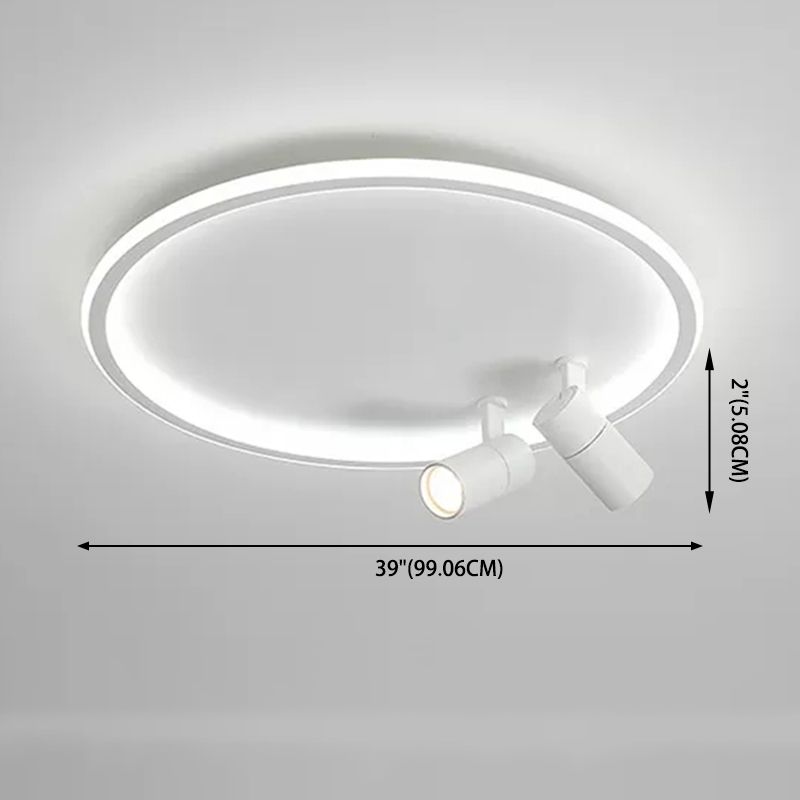 Circular LED Flush Mount Light Nordic Acrylic Study Room Ceiling Fixture with Spotlight